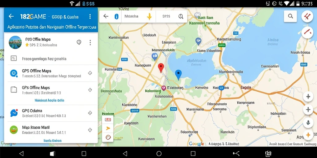 Tampilan antarmuka aplikasi GPS Offline Maps 182GAME yang intuitif dan informatif.