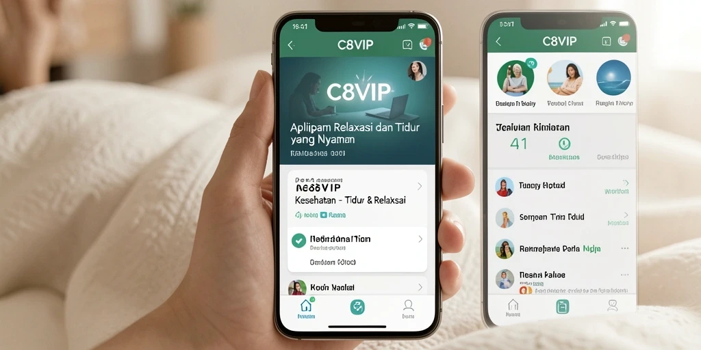 Tampilan antarmuka aplikasi C8VIP yang nyaman dan menarik untuk relaksasi.