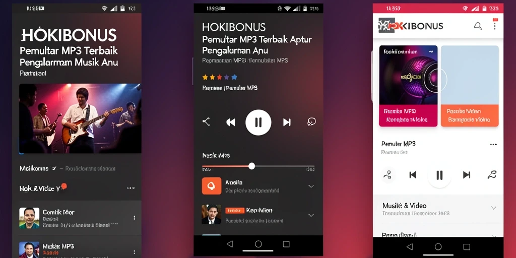 Tampilan antarmuka HOKIBONUS saat memutar lagu dengan fitur canggih.